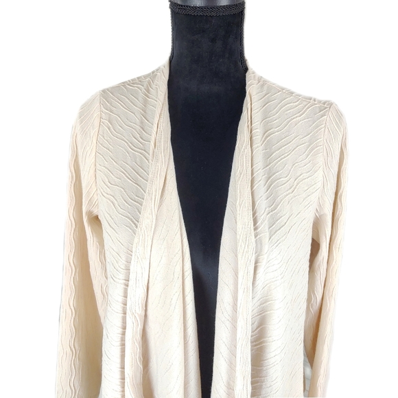 NWT Andrea Jovine Womens M Flowy Textured Dressy Open Cardigan - Picture 2 of 7